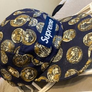 Supreme Coins Camp Hat-Navy Blue & Gold